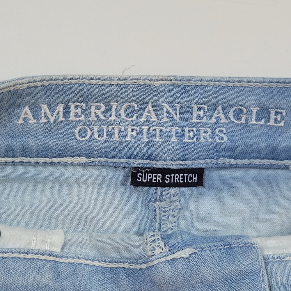 American Eagle Denim Short Women 6 Blue Excellent Hi-Rise Lace Crochet Distress - Picture 6 of 10